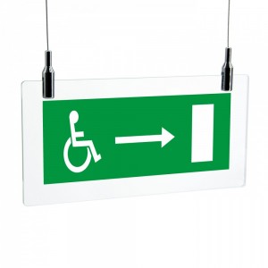 Uscita emergenza disabile destra in plexiglass trasparente da soffitto