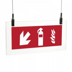 Estintore sinistra basso in plexiglass trasparente da soffitto