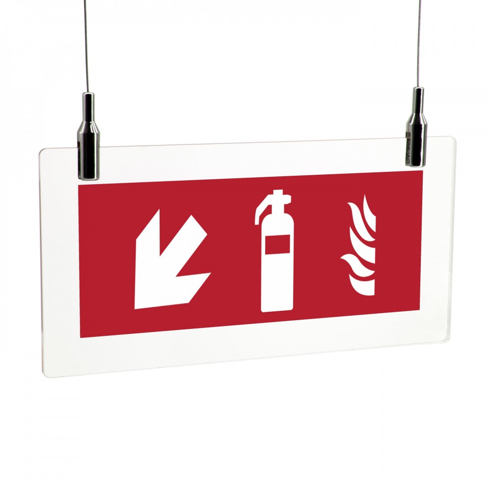 Estintore sinistra basso in plexiglass trasparente da soffitto
