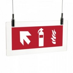 Estintore sinistra alto in plexiglass trasparente da soffitto