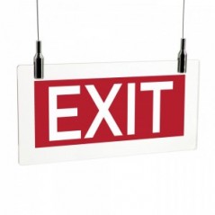 Scritta Exit in plexiglass trasparente da soffitto