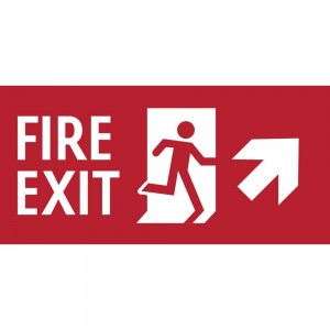 Scritta Fire exit destra alto in plexiglass trasparente da soffitto