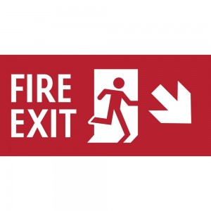 Scritta Fire exit destra basso in plexiglass trasparente da soffitto