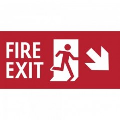 Scritta Fire exit destra basso in plexiglass trasparente da soffitto