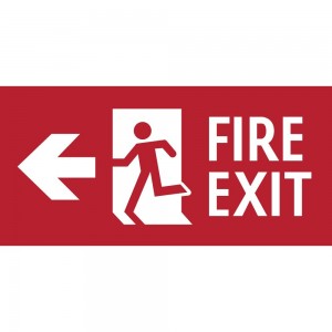 Scritta Fire exit sinistra in plexiglass trasparente da soffitto