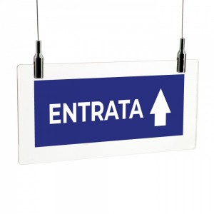 Entrata freccia alto v1 in plexiglass trasparente da soffitto