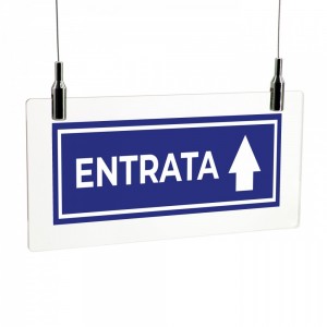 Entrata freccia alto v2 in plexiglass trasparente da soffitto