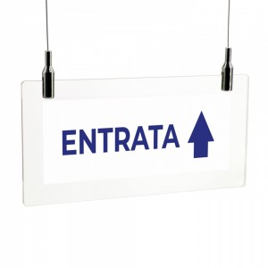 Entrata freccia alto v3 in plexiglass trasparente da soffitto