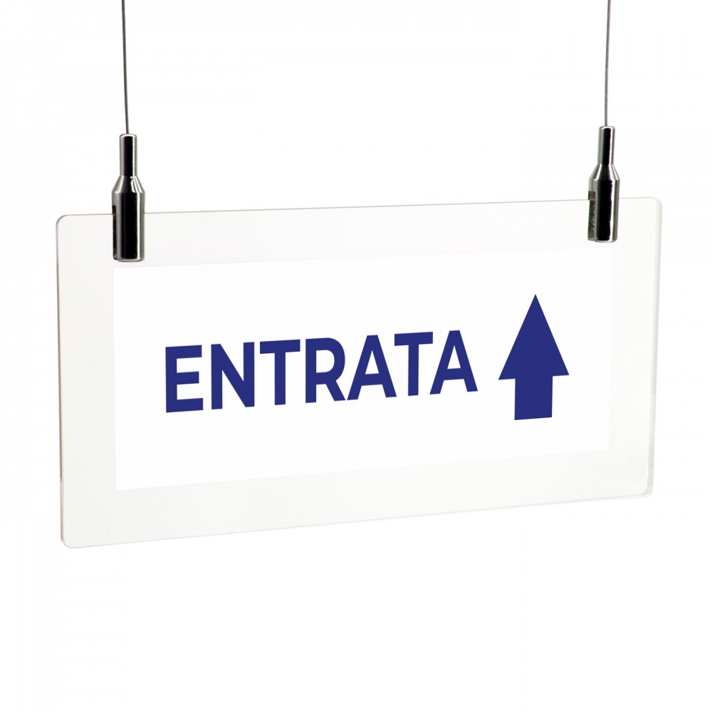 Entrata freccia alto v3 in plexiglass trasparente da soffitto