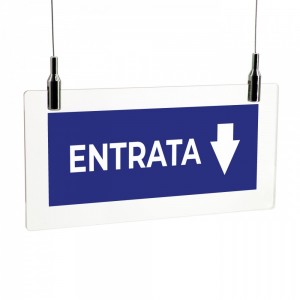 Entrata freccia basso v1 in plexiglass trasparente da soffitto