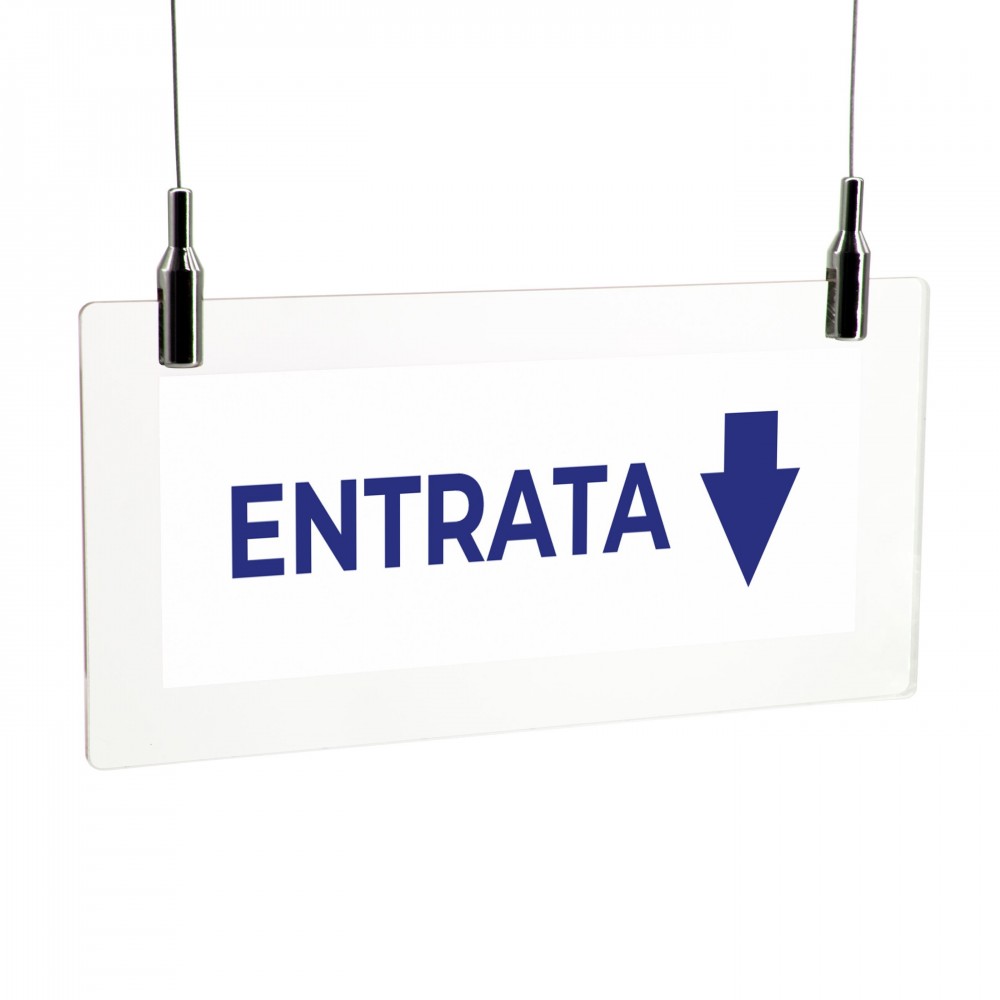 Entrata freccia basso v3 in plexiglass trasparente da soffitto
