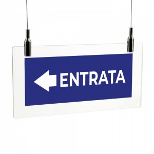 Entrata freccia sinistra v1 in plexiglass trasparente da soffitto