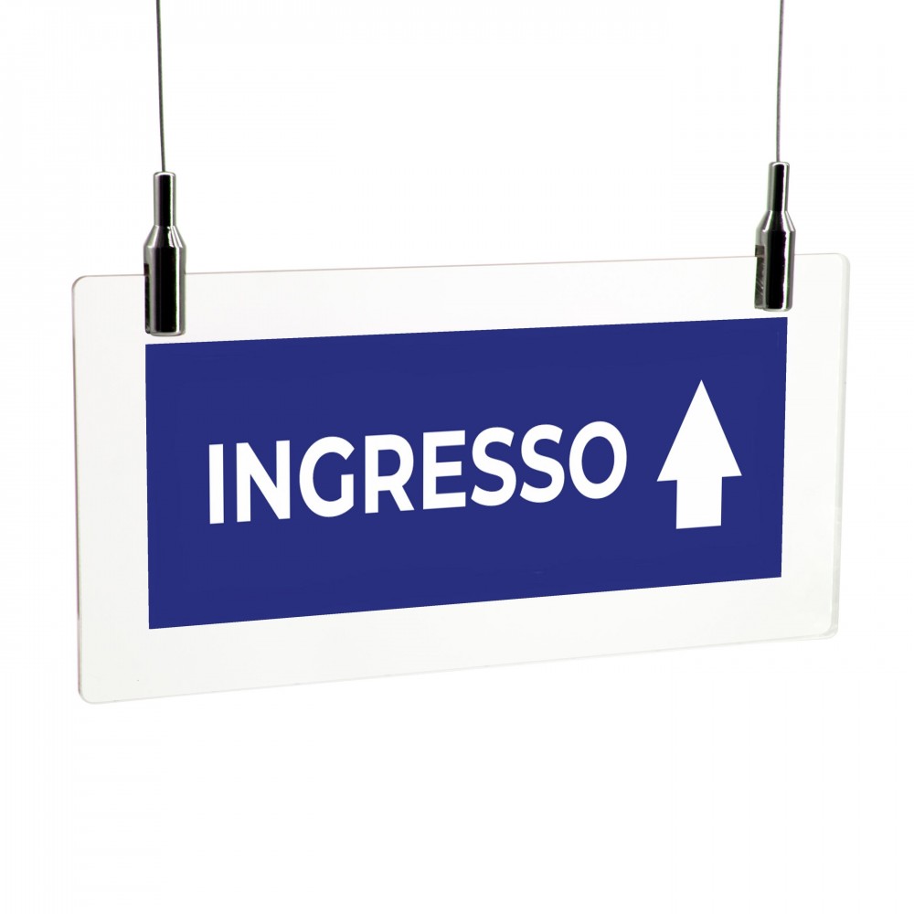 Ingresso freccia alto v1 in plexiglass trasparente da soffitto