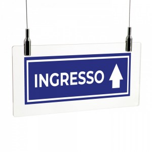 Ingresso freccia alto v2 in plexiglass trasparente da soffitto
