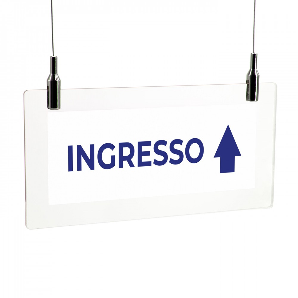 Ingresso freccia alto v3 in plexiglass trasparente da soffitto