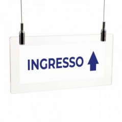 Ingresso freccia alto v3 in plexiglass trasparente da soffitto