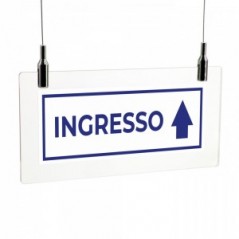 Ingresso freccia alto v4 in plexiglass trasparente da soffitto