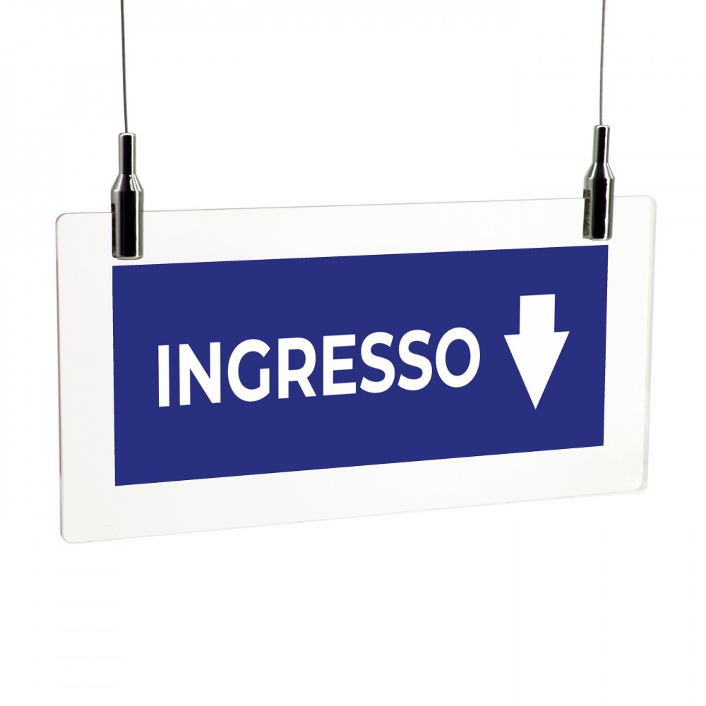 Ingresso freccia basso v1 in plexiglass trasparente da soffitto