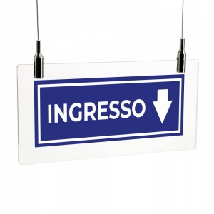 Ingresso freccia basso v2 in plexiglass trasparente da soffitto
