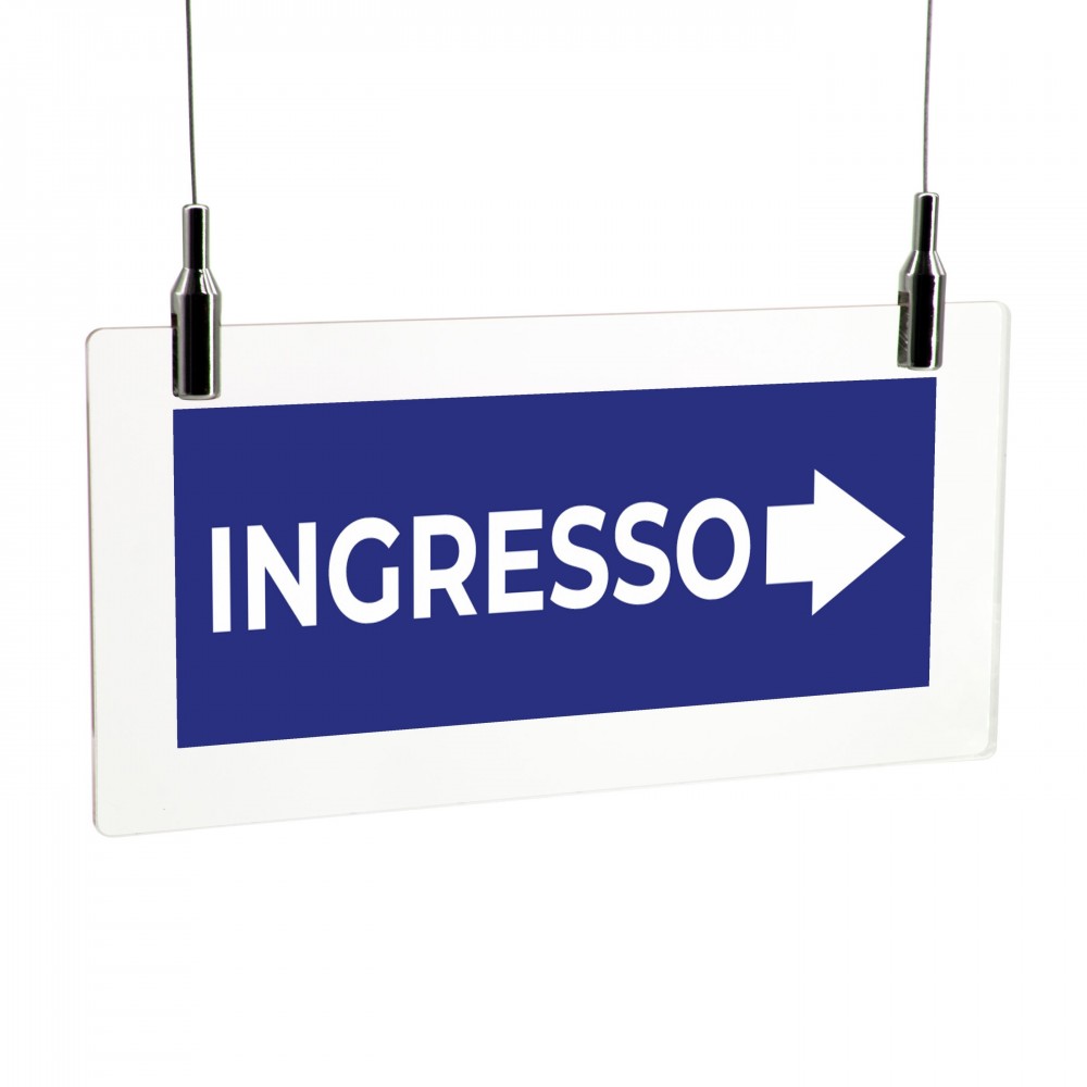 Ingresso freccia destra v1 in plexiglass trasparente da soffitto