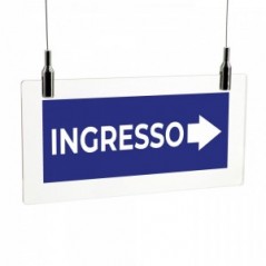 Ingresso freccia destra v1 in plexiglass trasparente da soffitto