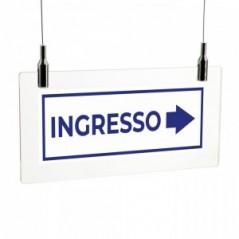 Ingresso freccia destra v4 in plexiglass trasparente da soffitto