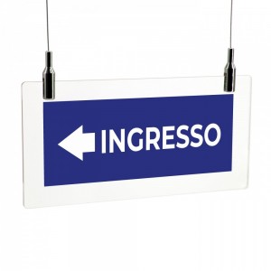 Ingresso freccia sinistra v1 in plexiglass trasparente da soffitto