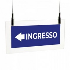 Ingresso freccia sinistra v1 in plexiglass trasparente da soffitto