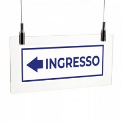Ingresso freccia sinistra v4 in plexiglass trasparente da soffitto