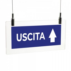Uscita freccia alto v1 in plexiglass trasparente da soffitto