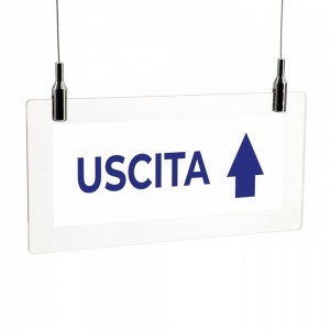 Uscita freccia alto v3 in plexiglass trasparente da soffitto