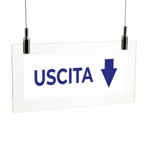 Uscita freccia basso v3 in plexiglass trasparente da soffitto