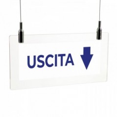 Uscita freccia basso v3 in plexiglass trasparente da soffitto
