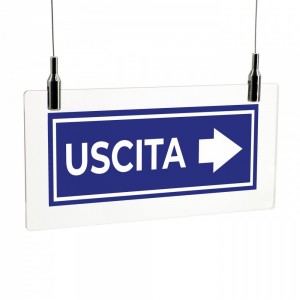 Uscita freccia destra v2 in plexiglass trasparente da soffitto