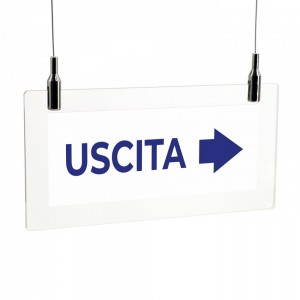 Uscita freccia destra v3 in plexiglass trasparente da soffitto