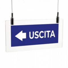 Uscita freccia sinistra v1 in plexiglass trasparente da soffitto