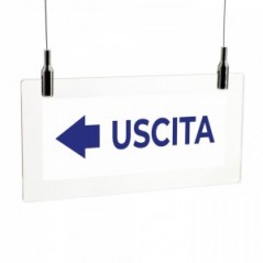 Uscita freccia sinistra v3 in plexiglass trasparente da soffitto
