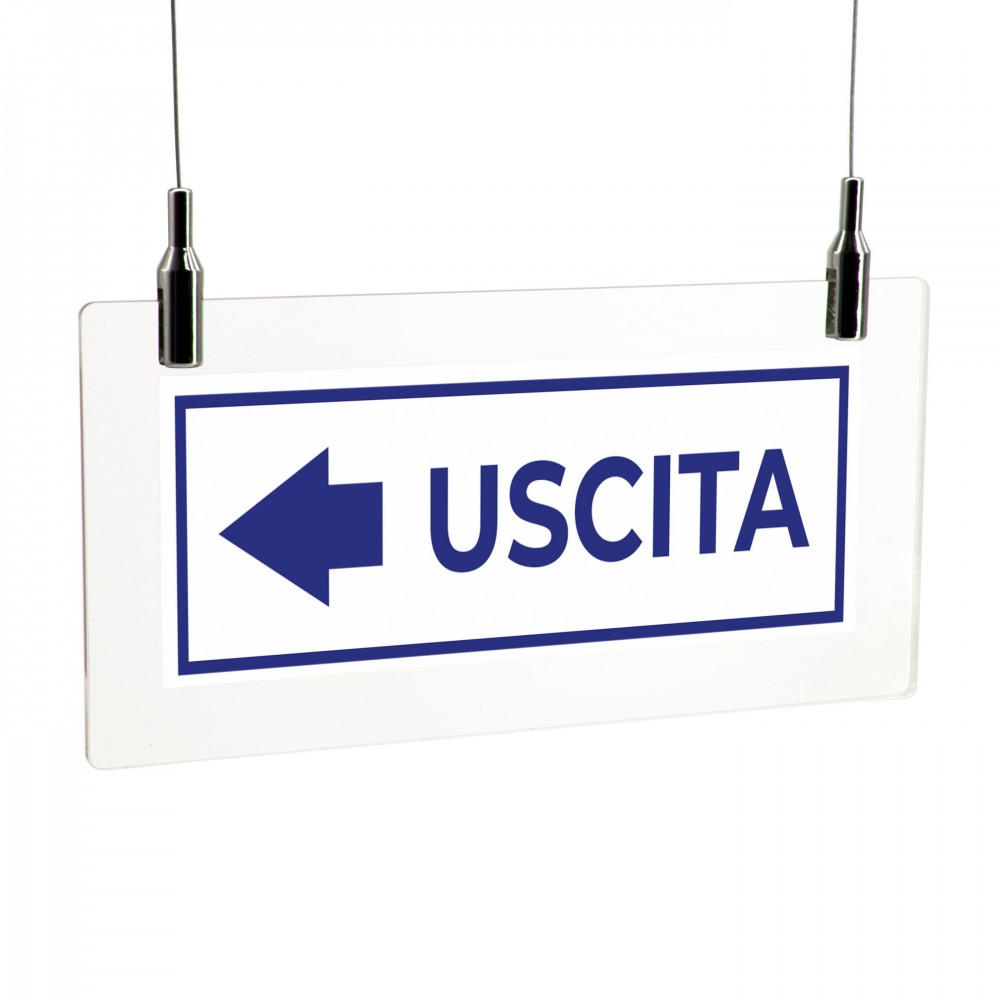 Uscita freccia sinistra v4 in plexiglass trasparente da soffitto