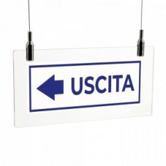 Uscita freccia sinistra v4 in plexiglass trasparente da soffitto