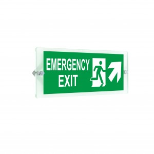 Scritta Emergency exit destra alto in plexiglass trasparenti da parete