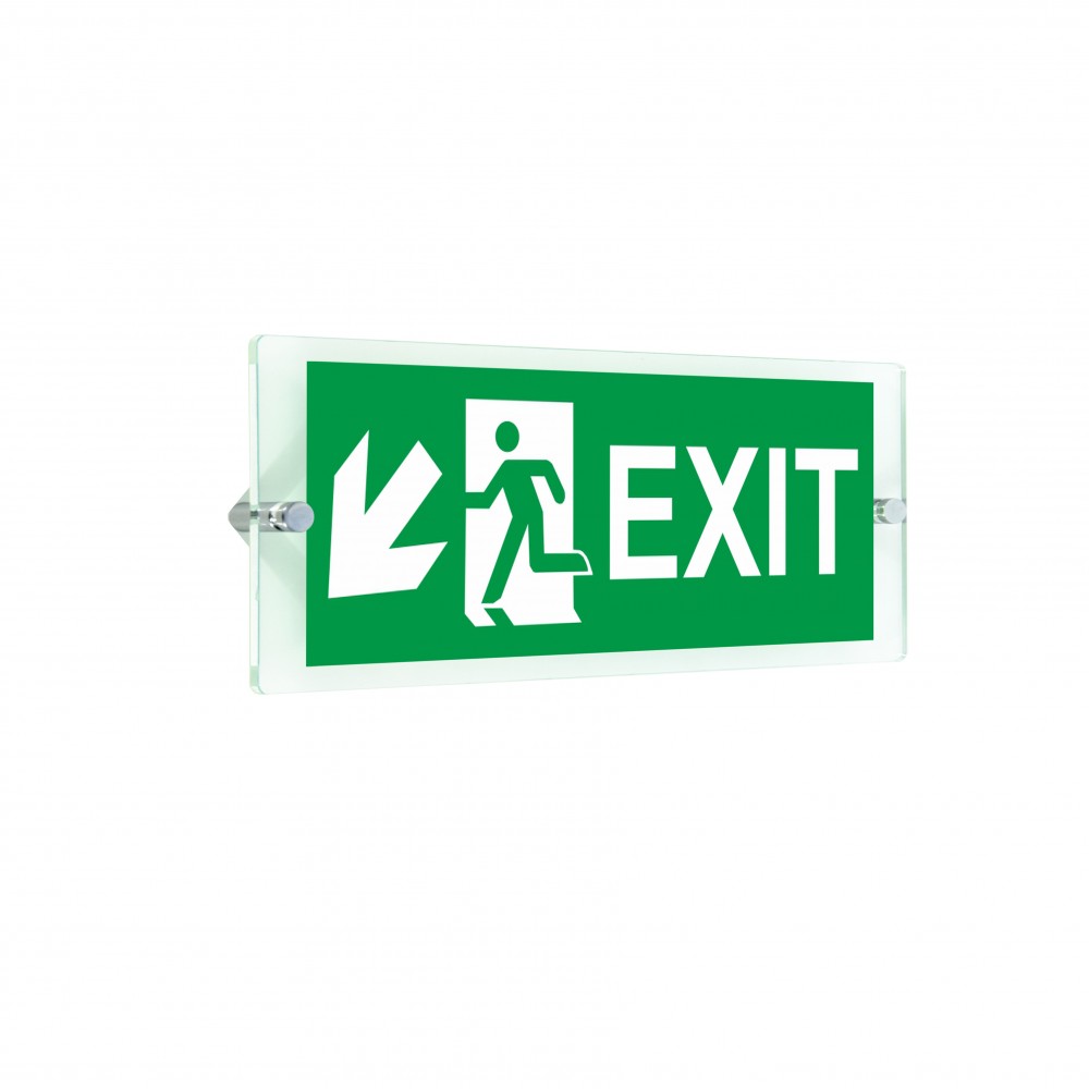 Scritta Exit sinistra basso in plexiglass trasparenti da parete