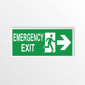 Scritta Emergency exit destra in alluminio composito da parete