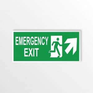 Scritta Emergency exit destra alto in alluminio composito da parete