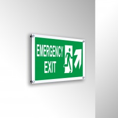 Scritta Emergency exit destra alto in alluminio composito da parete