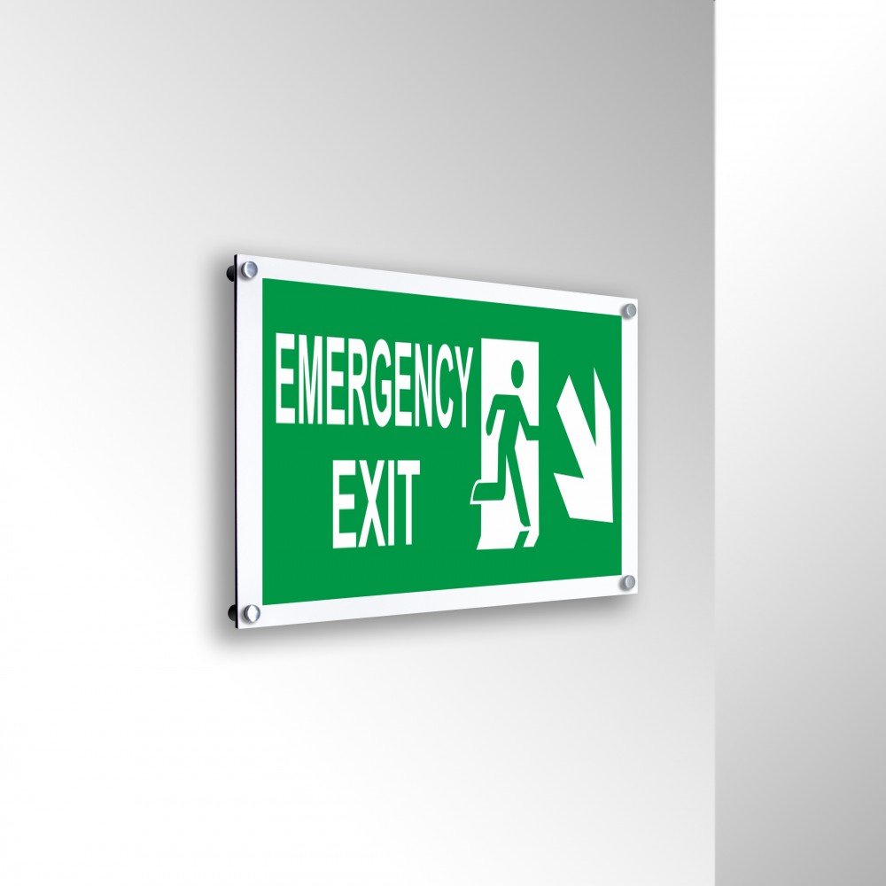 Scritta Emergency exit destra basso in alluminio composito da parete