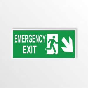 Scritta Emergency exit destra basso in alluminio composito da parete