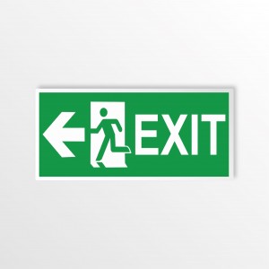 Scritta Exit sinistra in alluminio composito da parete