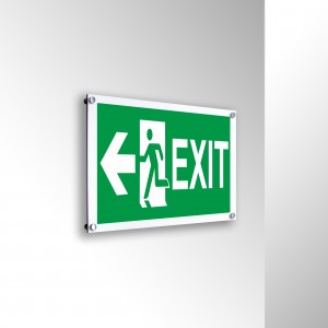 Scritta Exit sinistra in alluminio composito da parete