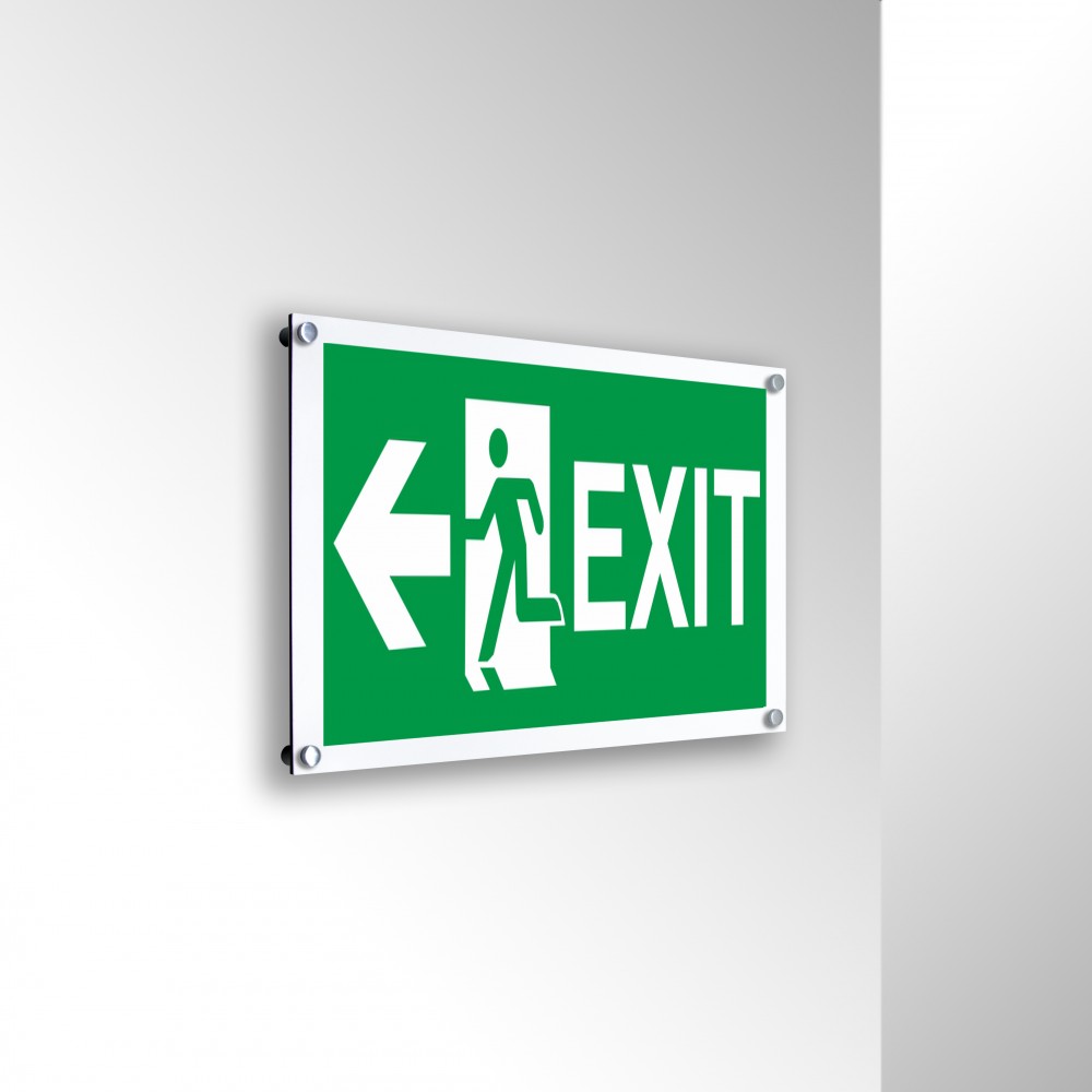 Scritta Exit sinistra in alluminio composito da parete