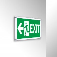 Scritta Exit sinistra in alluminio composito da parete